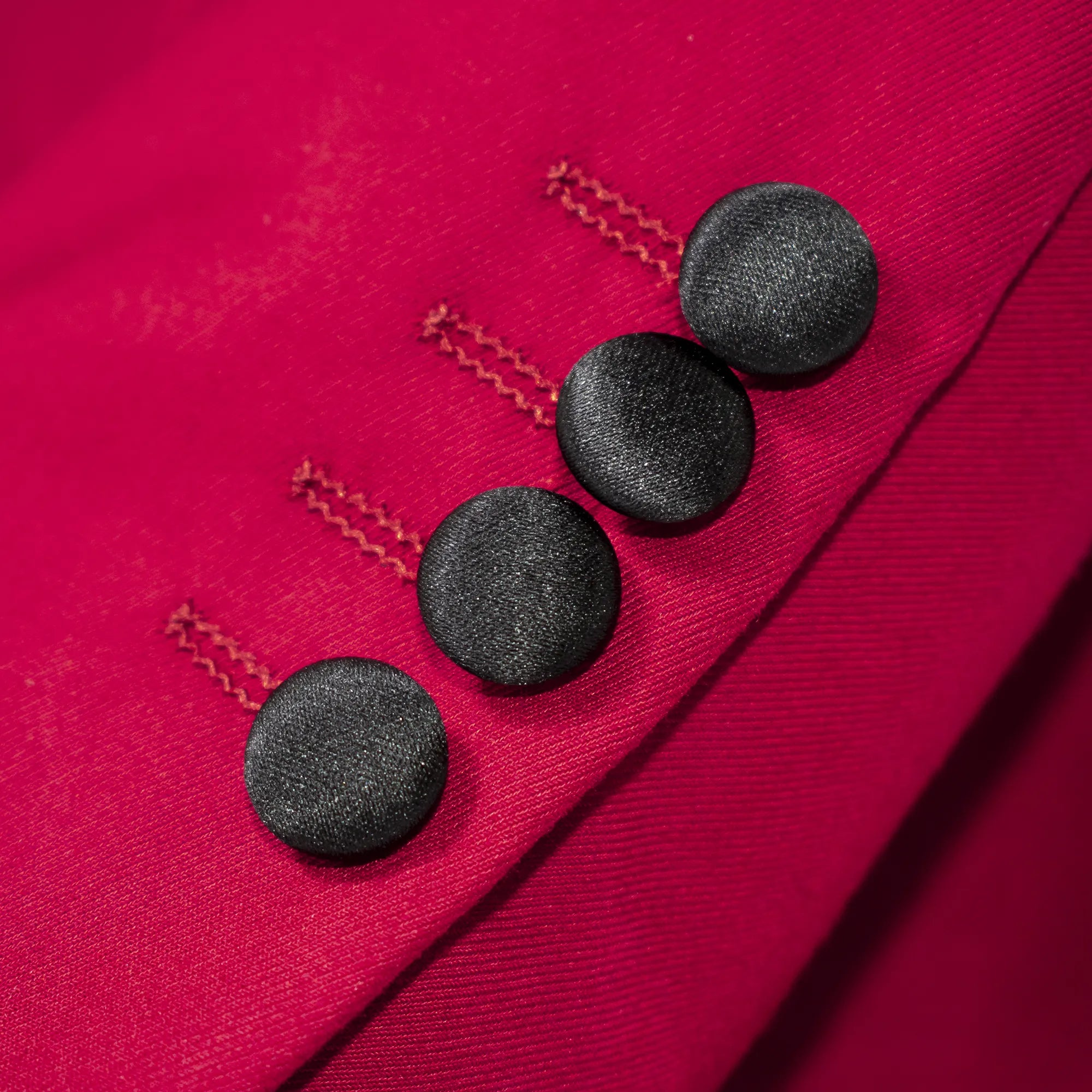 Black Trim on Ruby Red Stretch 3-Piece Slim-Fit Tuxedo
