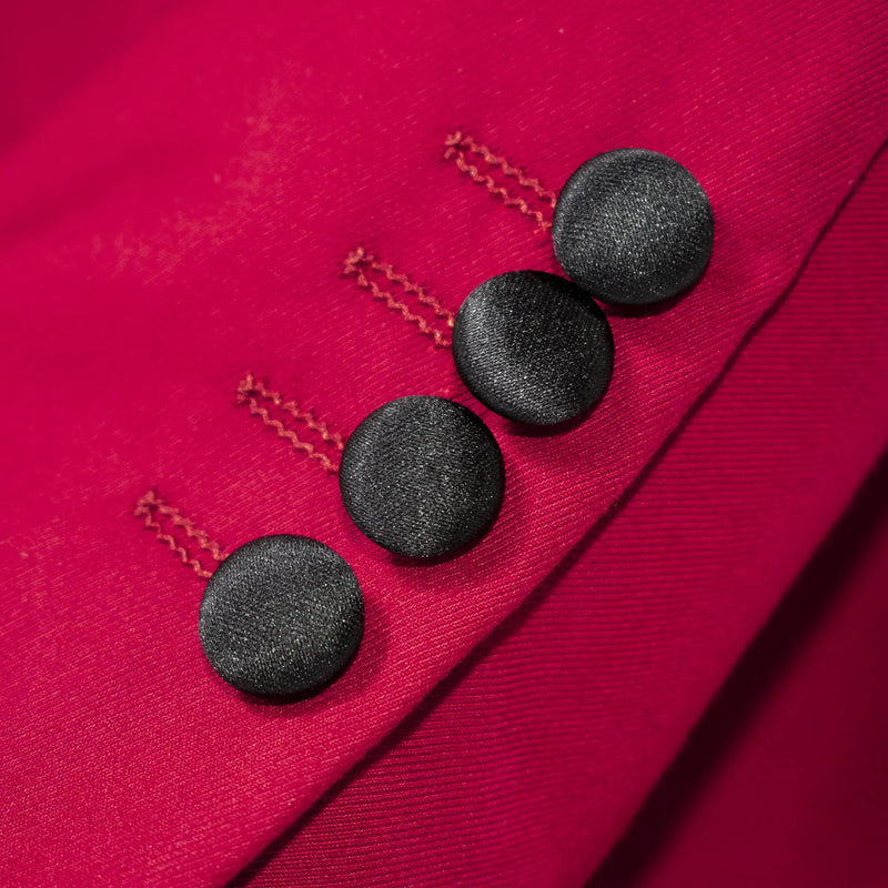 Black Trim on Ruby Red Stretch 3-Piece Slim-Fit Tuxedo