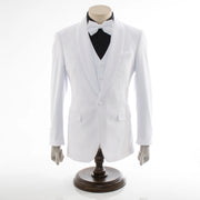 White Trim on White Stretch 3-Piece Slim-Fit Tuxedo
