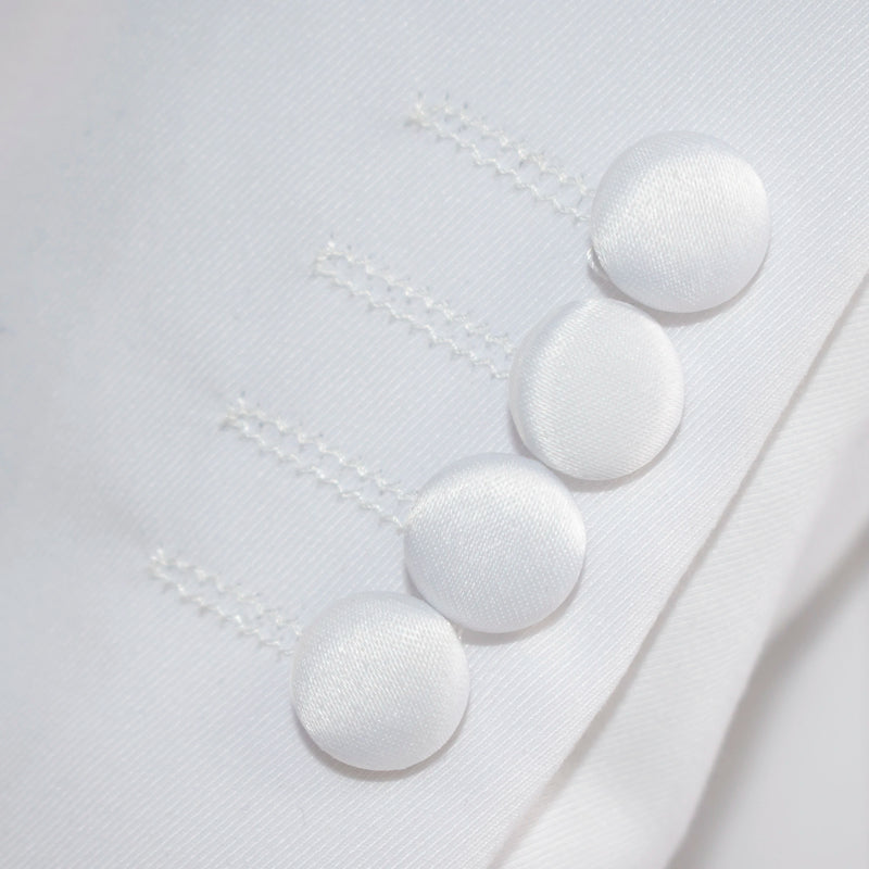 White Trim on White Stretch 3-Piece Slim-Fit Tuxedo