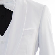 White Trim on White Stretch 3-Piece Slim-Fit Tuxedo