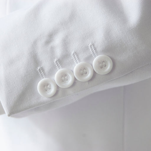 white 2-piece slim-fit suit cuff