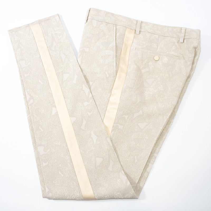 Men's White Floral Tuxedo Pants