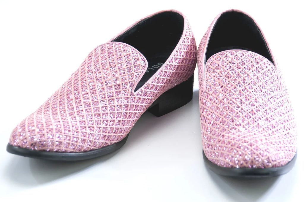 pink men dress shoes Pink Glitter Smoking Loafer 14 / Pink