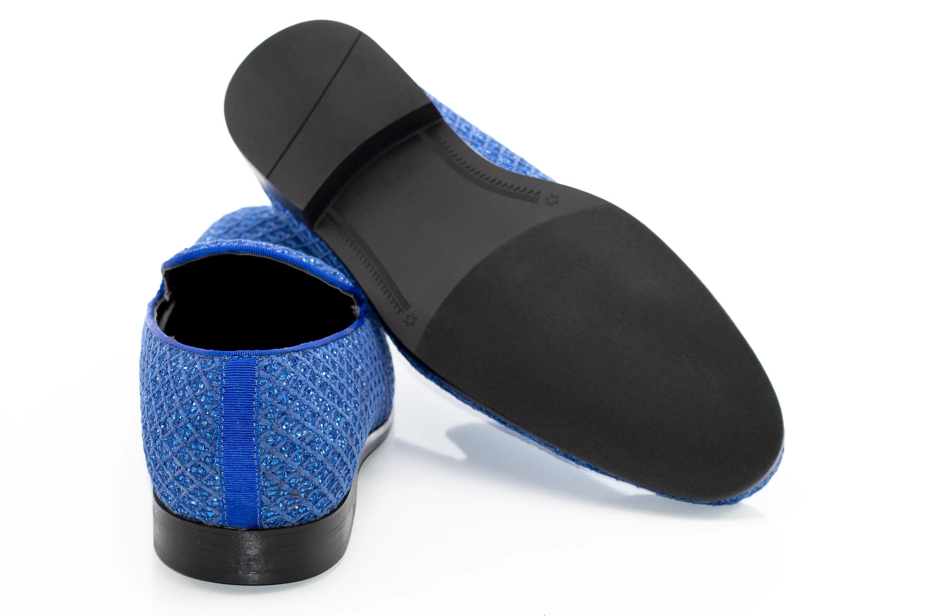 Royal Blue Glitter Pattern Smoking Loafers