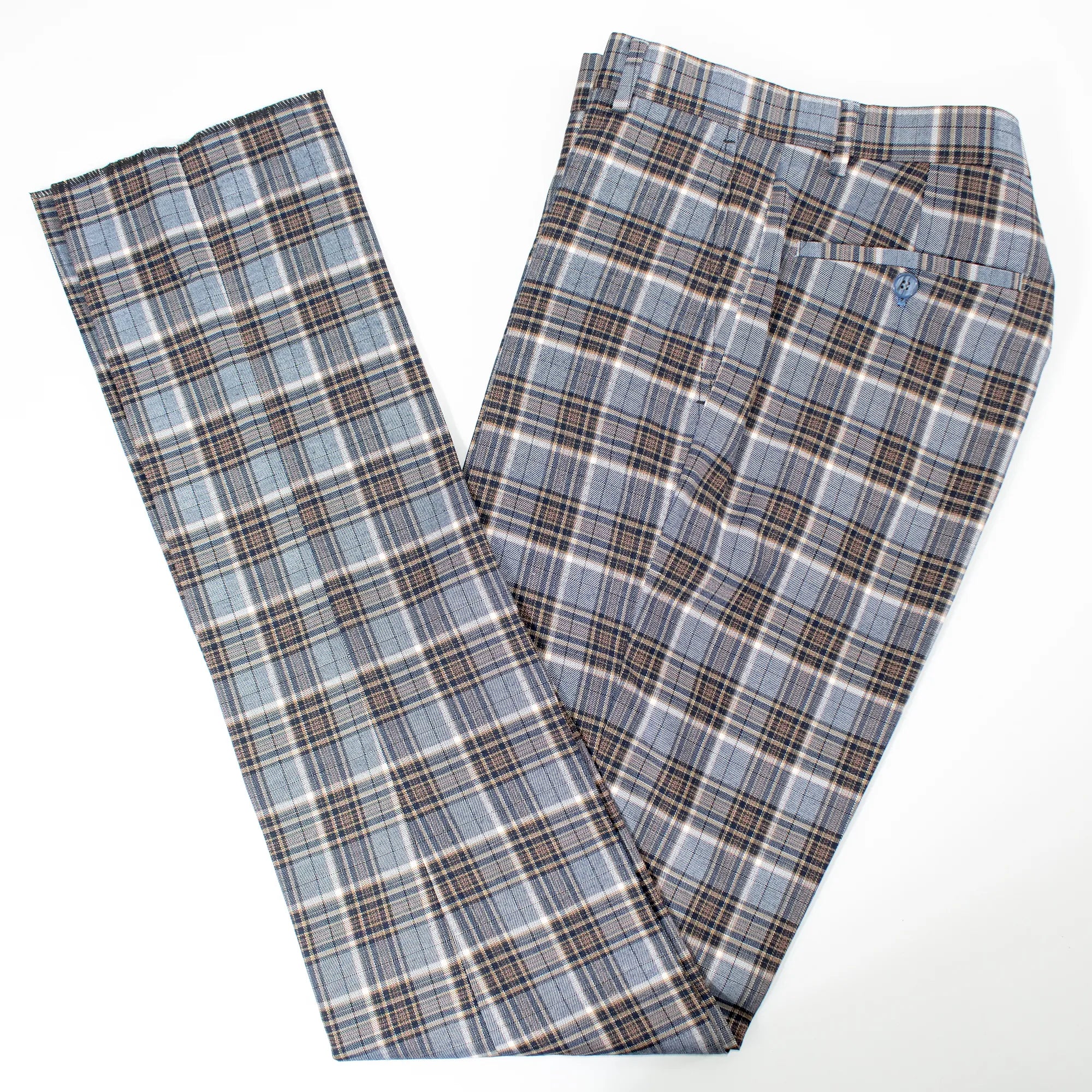 Navy Plaid 3-Piece Slim-Fit Tuxedo