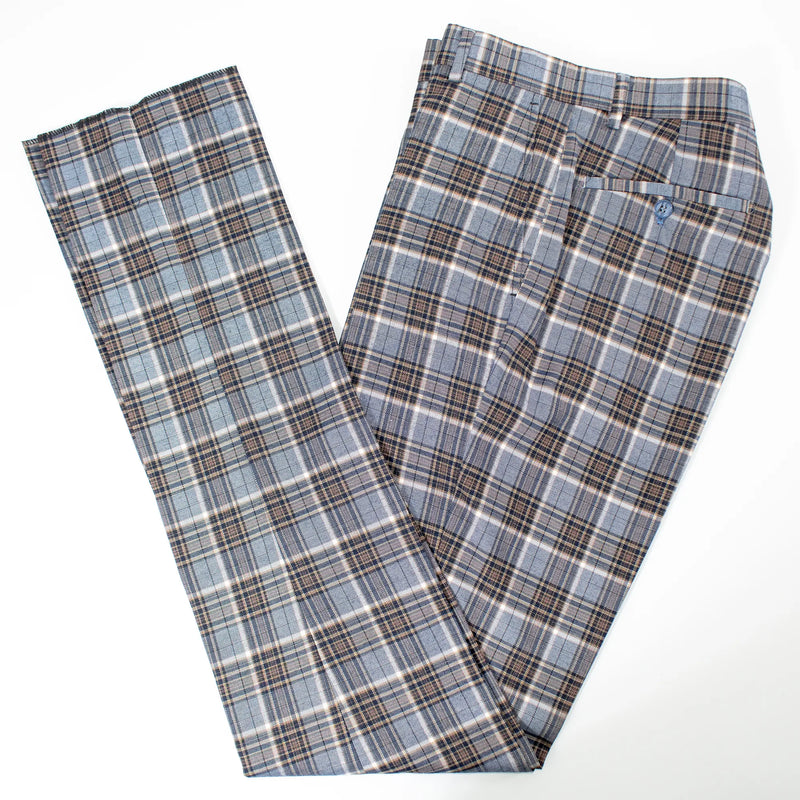 Navy Plaid 3-Piece Slim-Fit Tuxedo