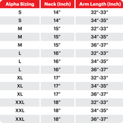Sizing Chart for Dress Shirts