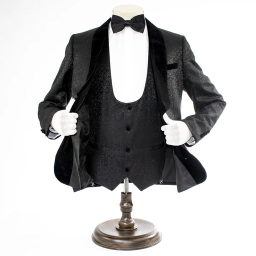 Men's Black Slim-Fit 3-Piece Velvet Tuxedo