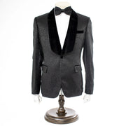 Men's Black Slim-Fit 3-Piece Velvet Tuxedo