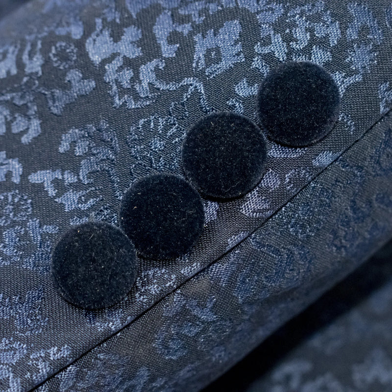 Men's Navy Blue Slim-Fit 3-Piece Velvet Tuxedo