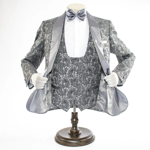 Men's Dark Silver Paisley 3-Piece Tuxedo