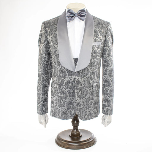Men's Dark Silver Paisley 3-Piece Tuxedo