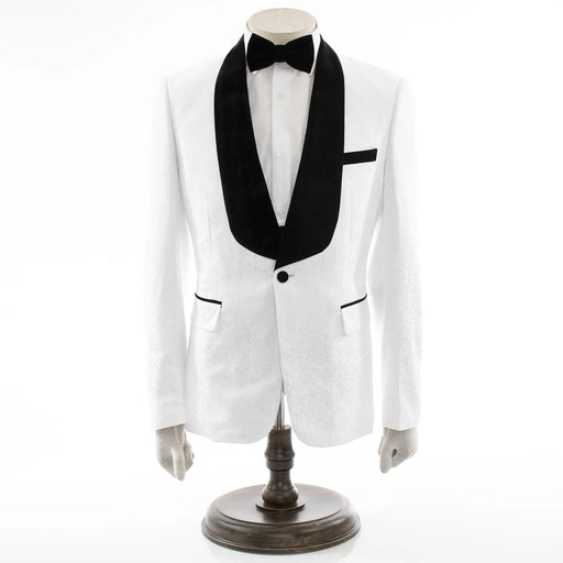 Men's White Slim-Fit 3-Piece Velvet Tuxedo