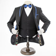 Royal Trim on Black Stretch 3-Piece Slim-Fit Tuxedo