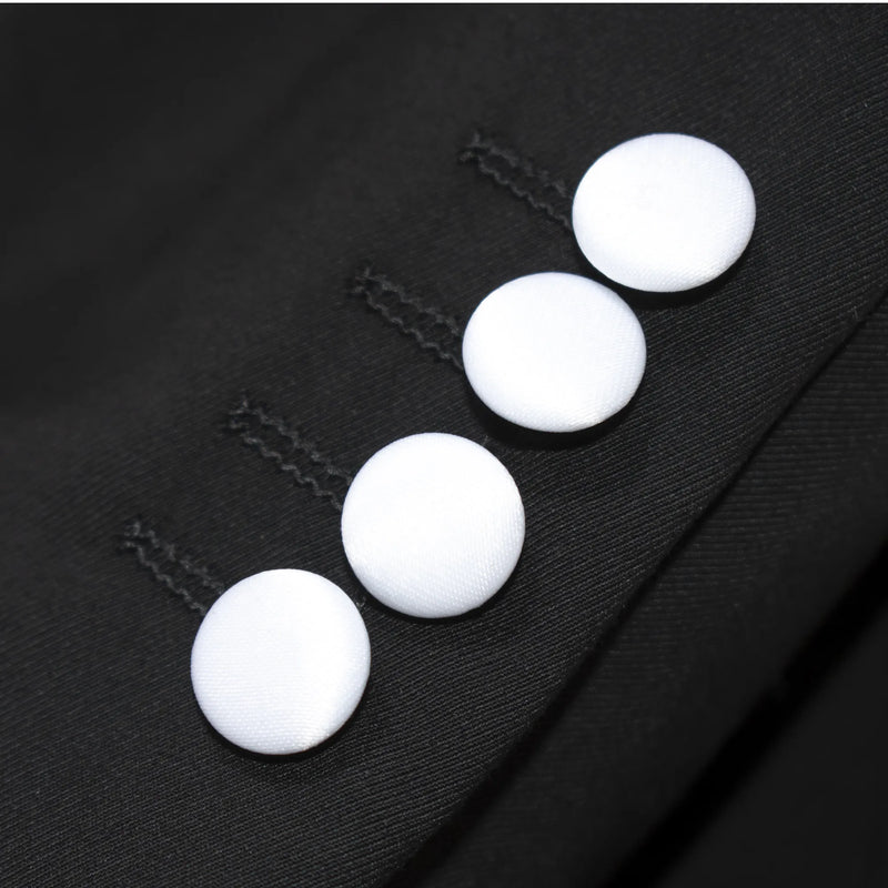 White Trim on Black Stretch 3-Piece Slim-Fit Tuxedo