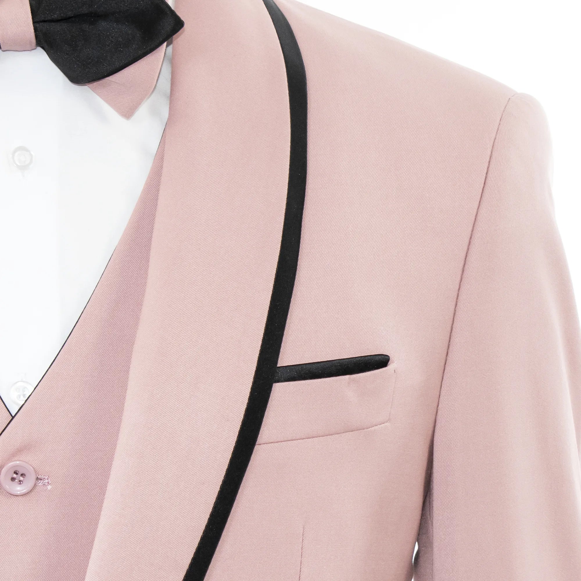 Black Trim on Rose Gold Stretch 3-Piece Slim-Fit Tuxedo