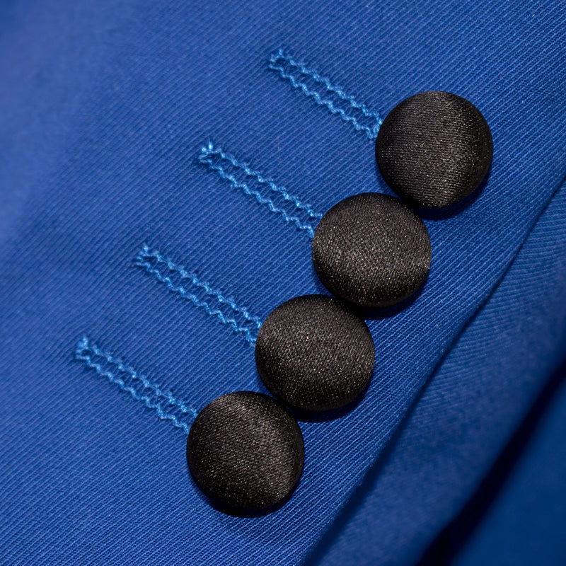 Black Trim on Royal Blue Stretch 3-Piece Slim-Fit Tuxedo