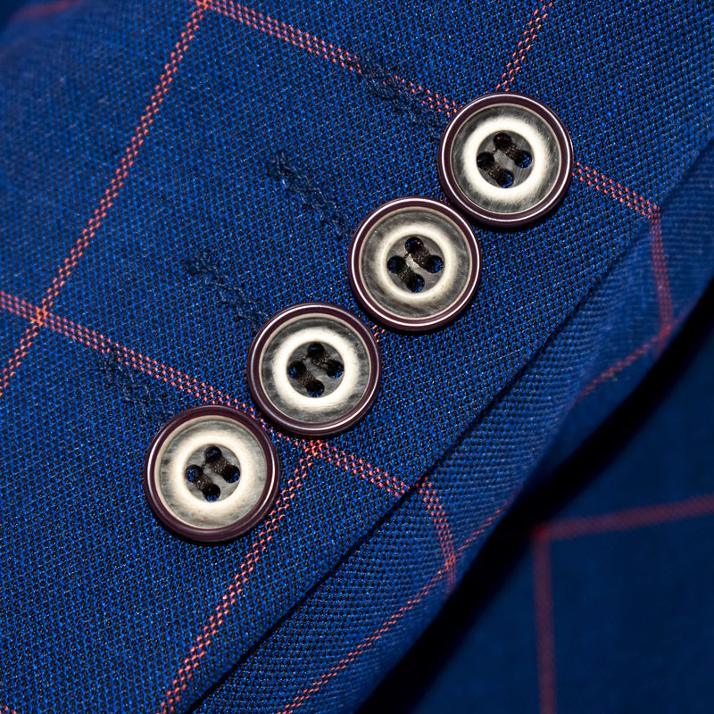 Sapphire Windowpane Check 3-Piece Tailored-Fit Suit