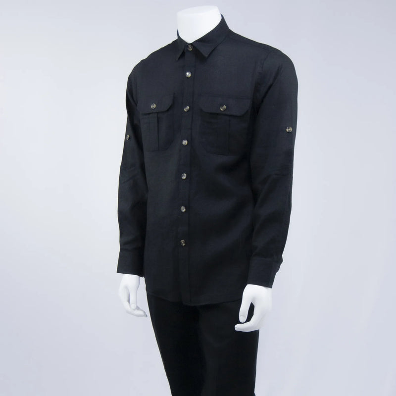 Black Long Sleeve 2-Piece Slim-Fit Walking Suit