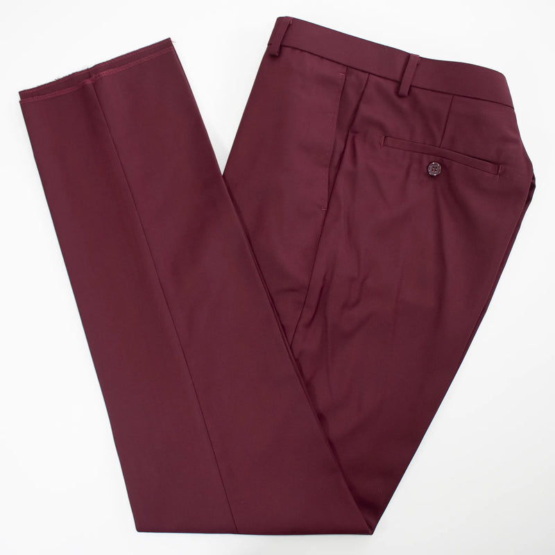 Men's Burgundy 3-Piece Suit With Notch Lapels