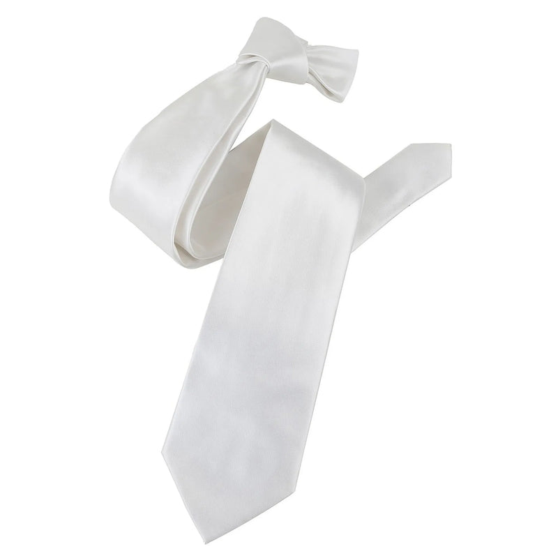 White Satin Slim-Width Necktie