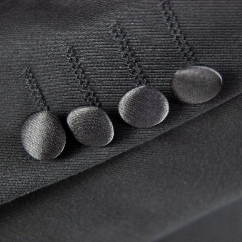 Black Wool 3-Piece Tailored-Fit Tuxedo with Peak Lapel