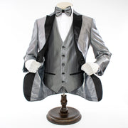 Men's Silver Sharkskin 3-Piece Tuxedo And Vest