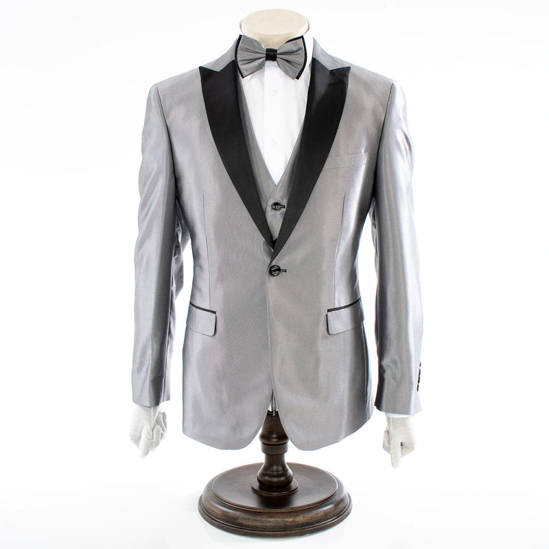 Men's Silver Sharkskin 3-Piece Tuxedo