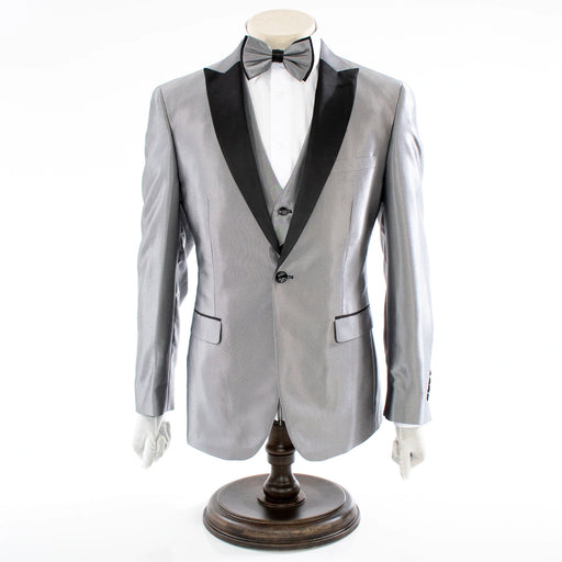 Men's Silver Sharkskin 3-Piece Tuxedo