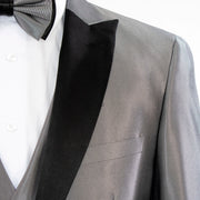 Men's Silver Sharkskin 3-Piece Tuxedo Lapel