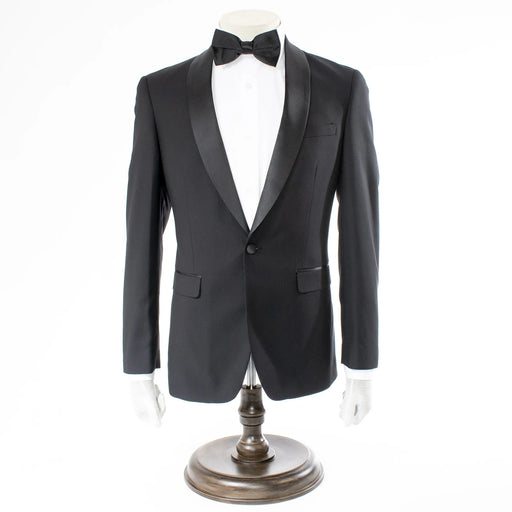 Men's Black Slim-Fit Tuxedo With Satin Shawl Lapels