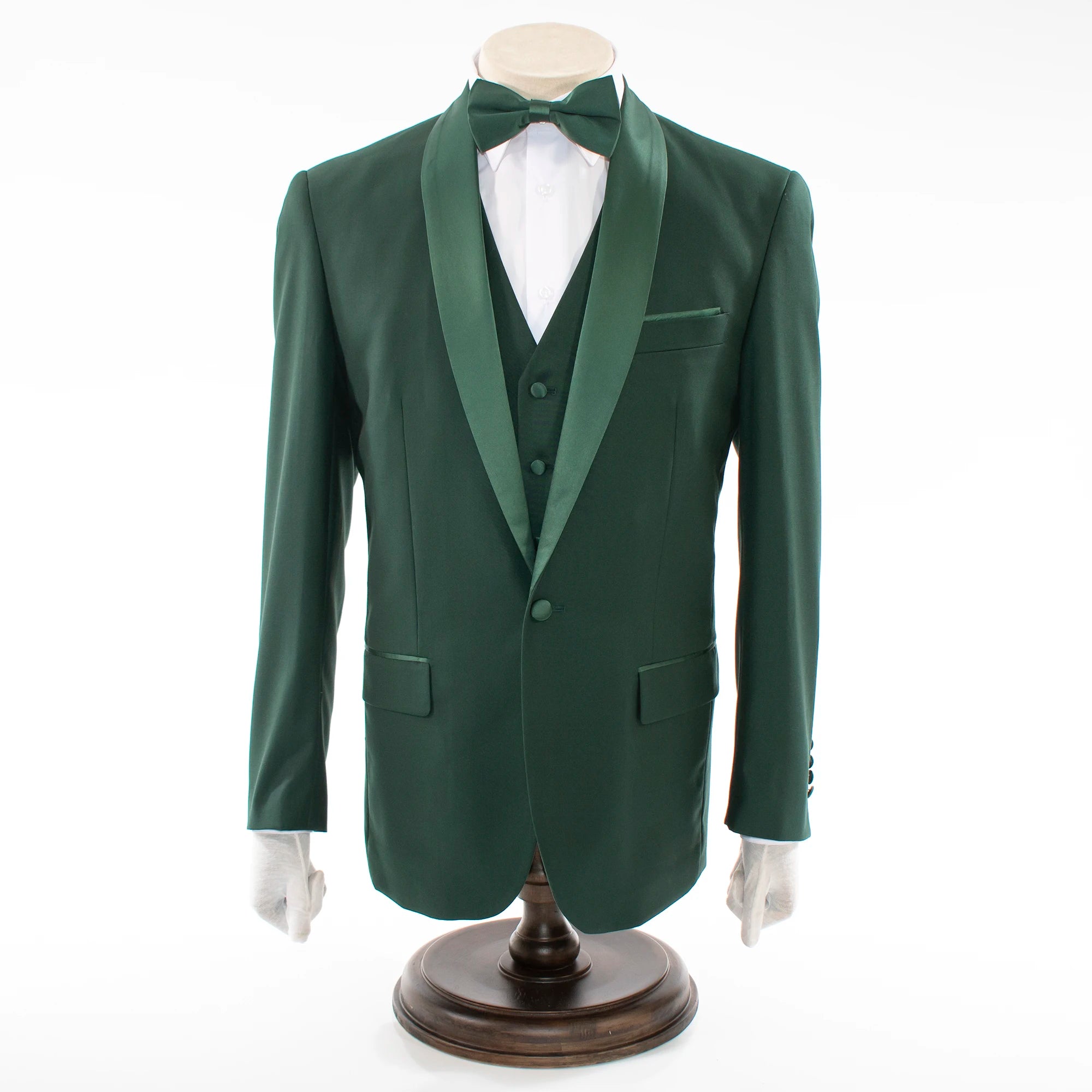 Hunter Green 3-Piece Tailored-Fit Tuxedo with Shawl Lapel