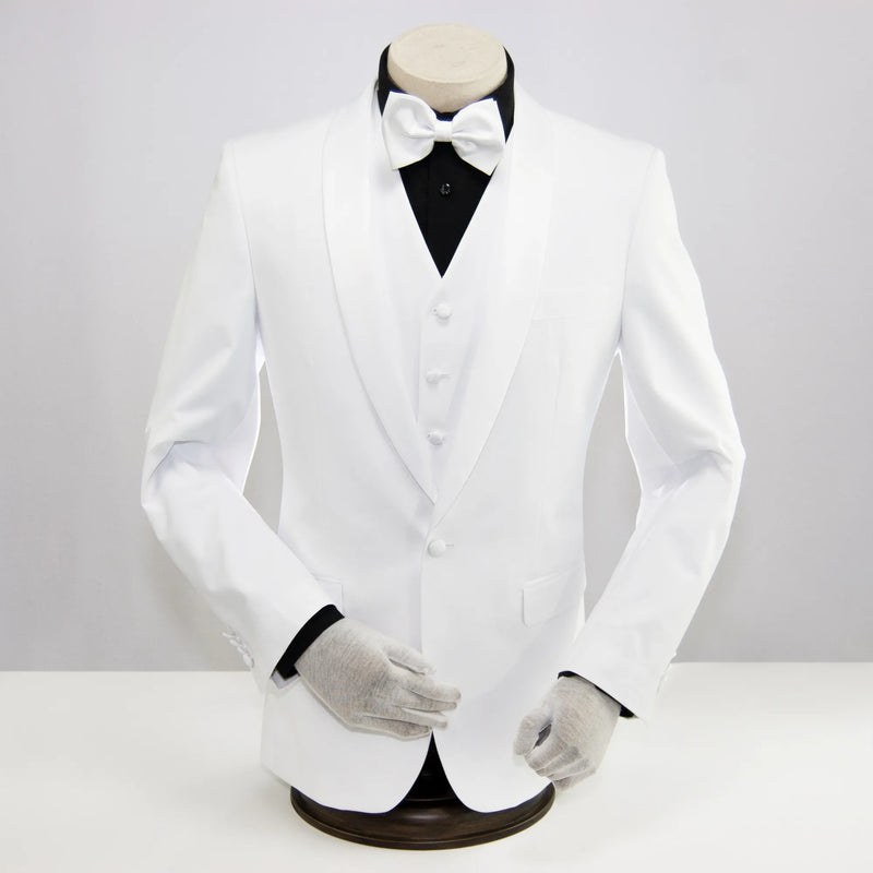 White 3-Piece Tailored-Fit Tuxedo with Shawl Lapel