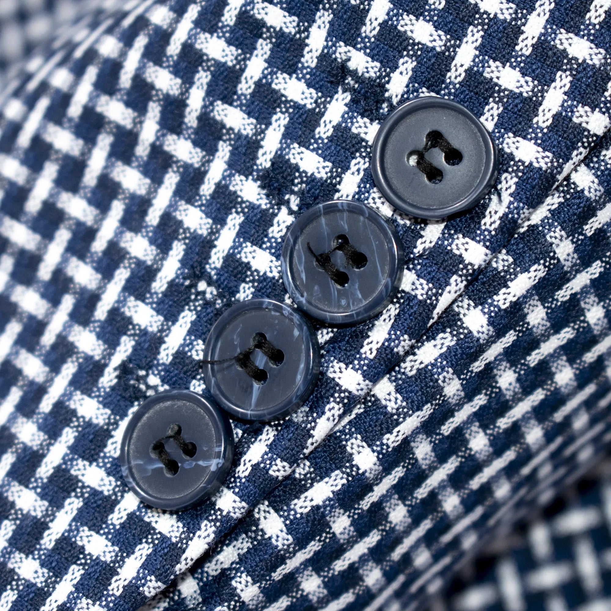 Navy Weave Pattern 3-Piece Tailored-Fit Suit