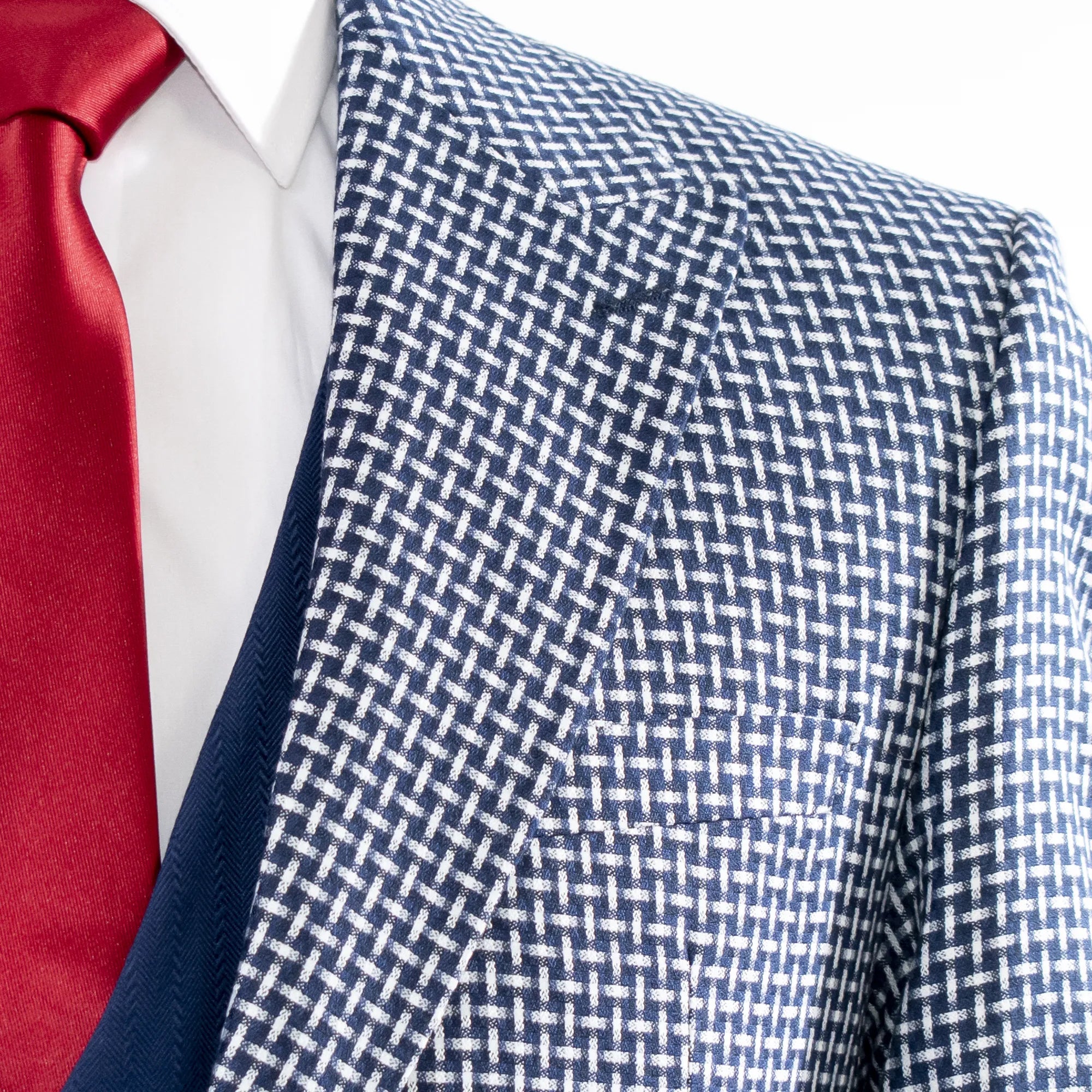 Navy Weave Pattern 3-Piece Tailored-Fit Suit