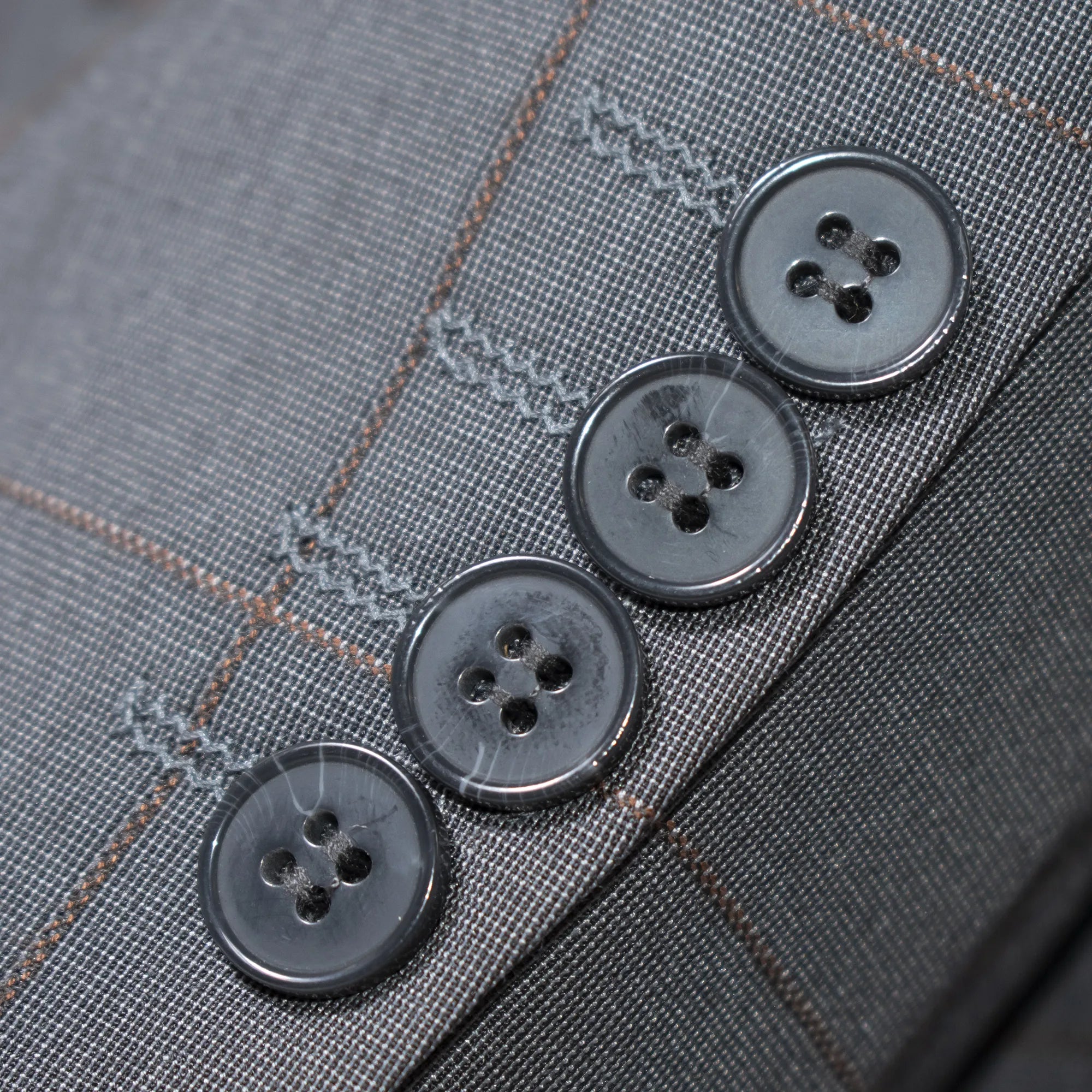 Charcoal Gray Windowpane Plaid 3-Piece Slim-Fit Suit