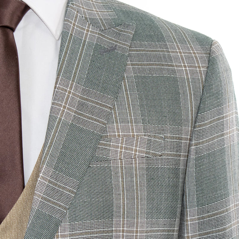 Sage Plaid 3-Piece Slim-Fit Suit