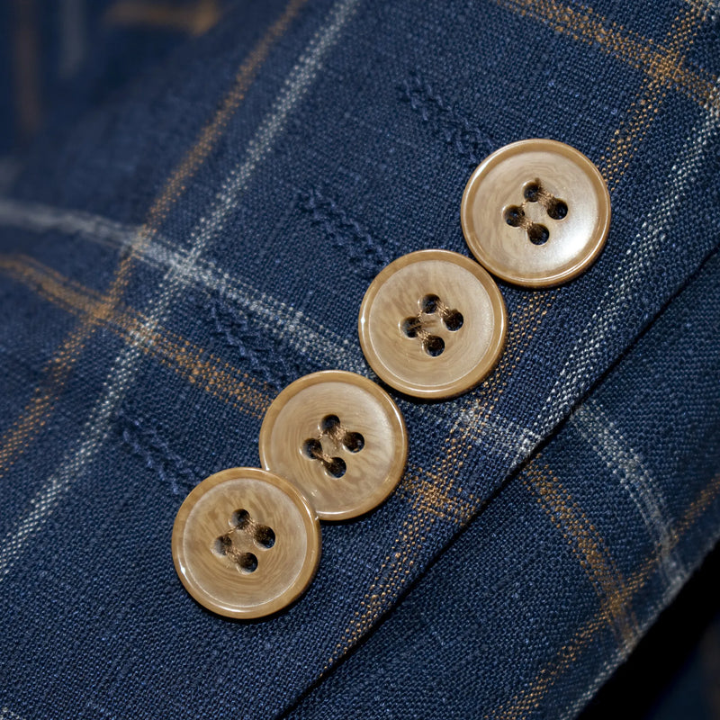 Navy Windowpane Plaid 3-Piece Slim-Fit Suit