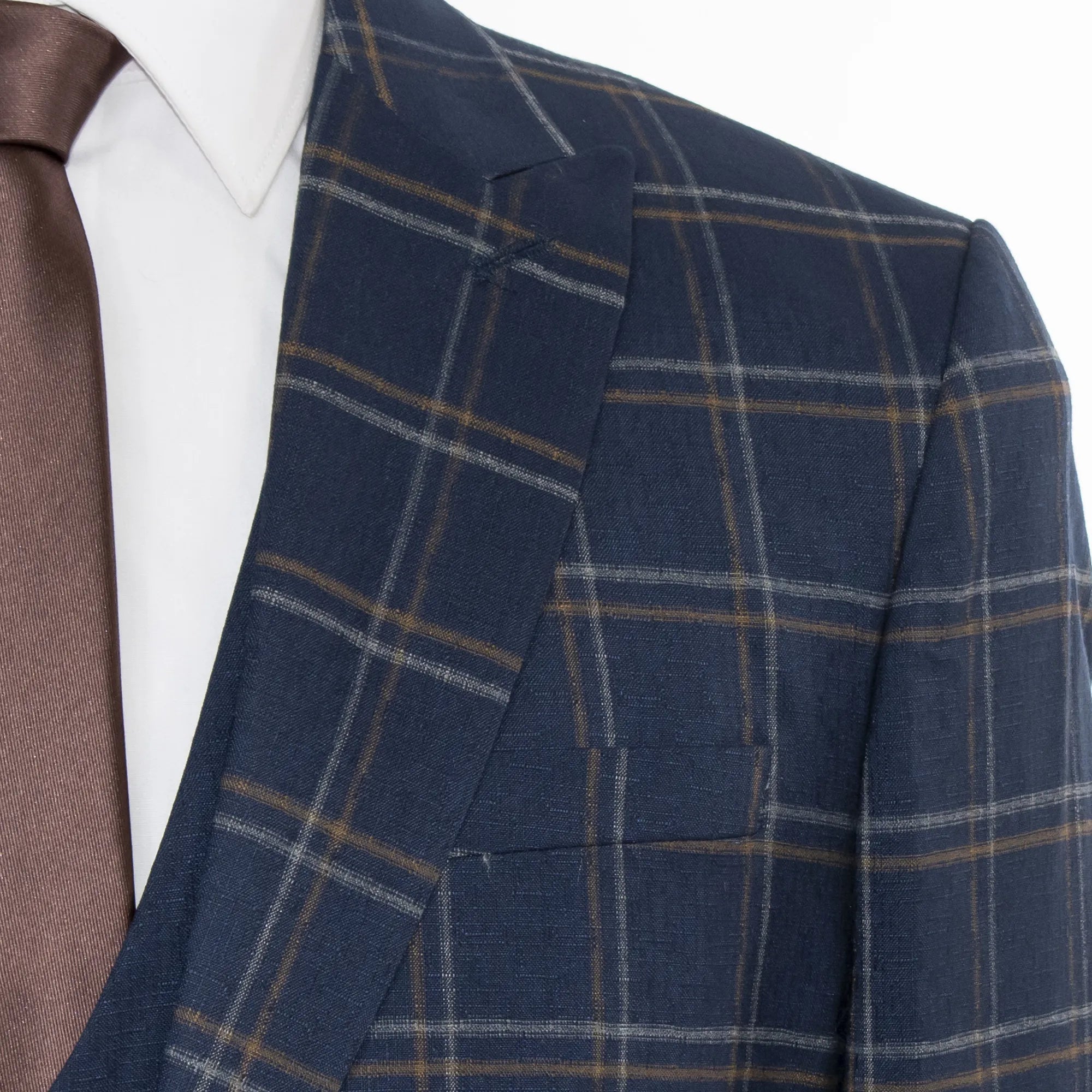 Navy Windowpane Plaid 3-Piece Slim-Fit Suit