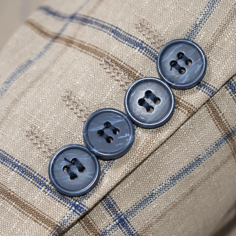 Tan Windowpane Plaid 3-Piece Slim-Fit Suit