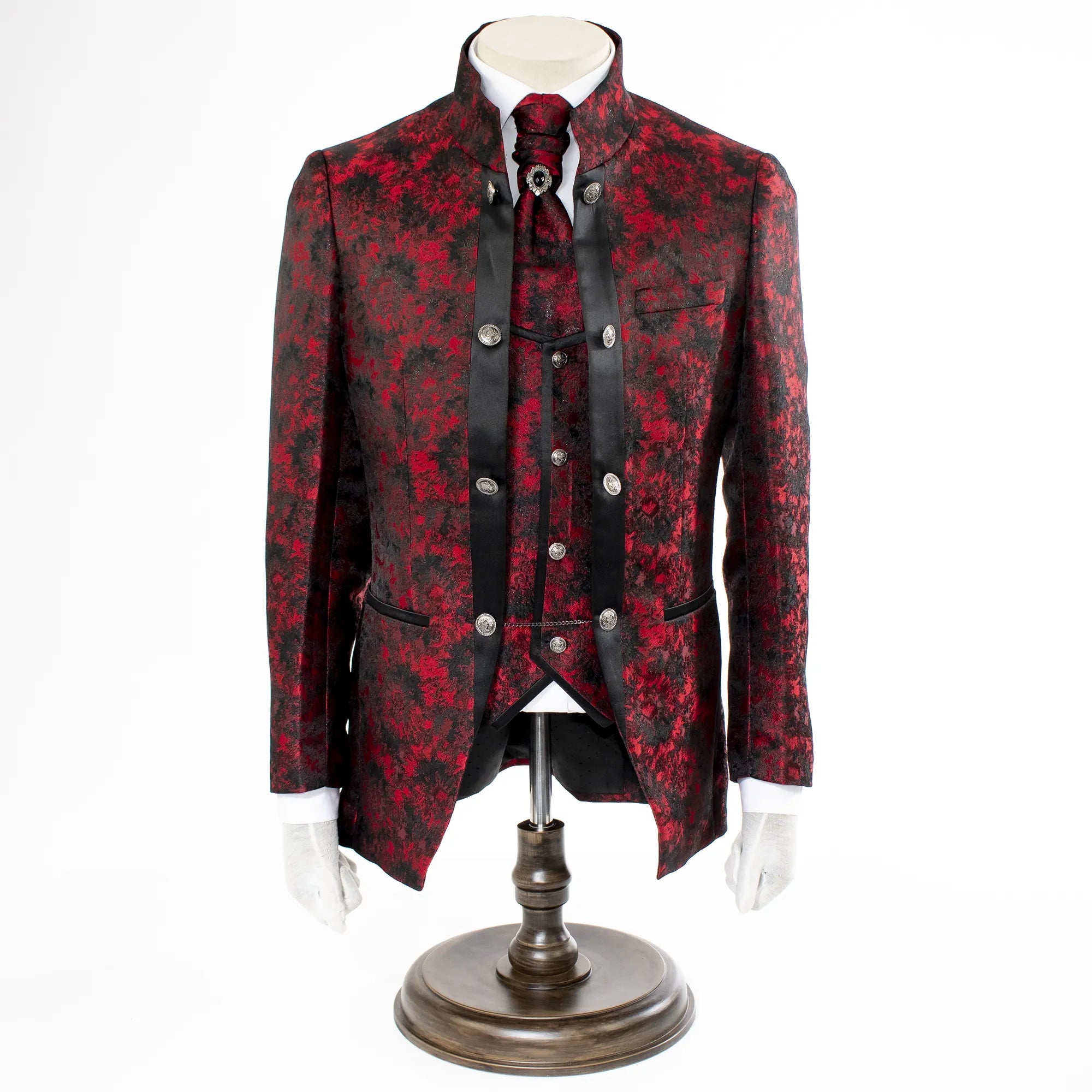 Alistair | Red Floral 3-Piece Slim-Fit Western Tuxedo