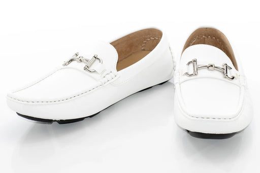 Men's White Leather Dress Loafer Shoe