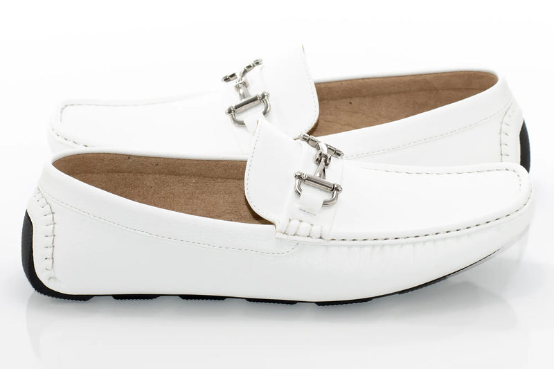 Men's White Leather Dress Loafer Shoe