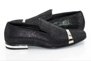 Black Glitter Loafer - Quarter, Heel
