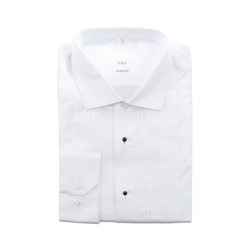 White Slim-Fit Tuxedo Dress Shirt With Standard Collar