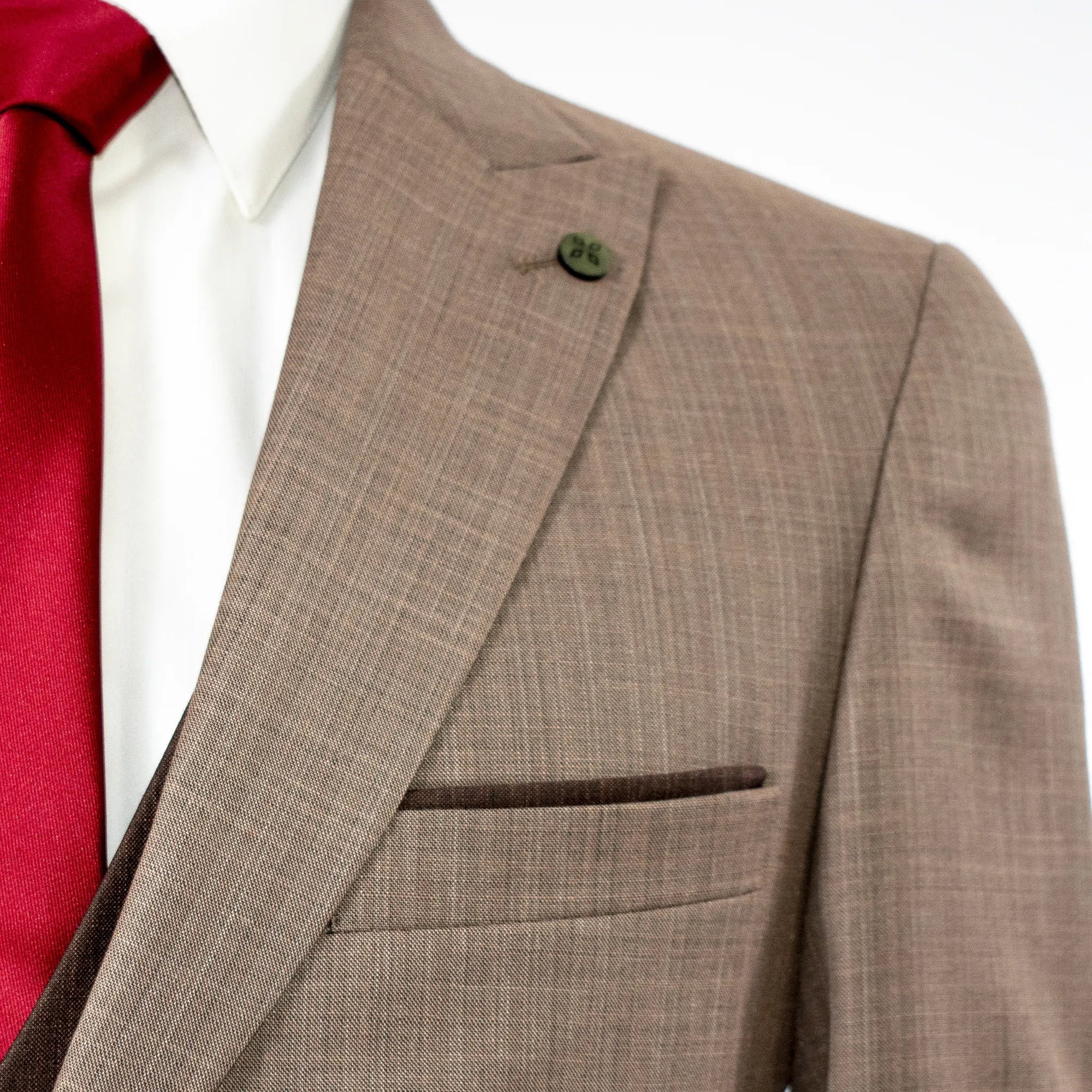Light Brown Tweed 3-Piece Tailored-Fit Suit with Brown Vest