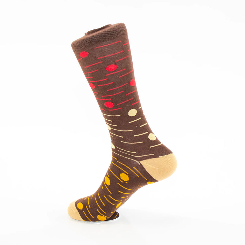 Men's Brown Polka Dot Designer Dress Socks