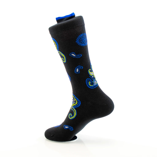 Men's Dark Black Paisley Dress Socks