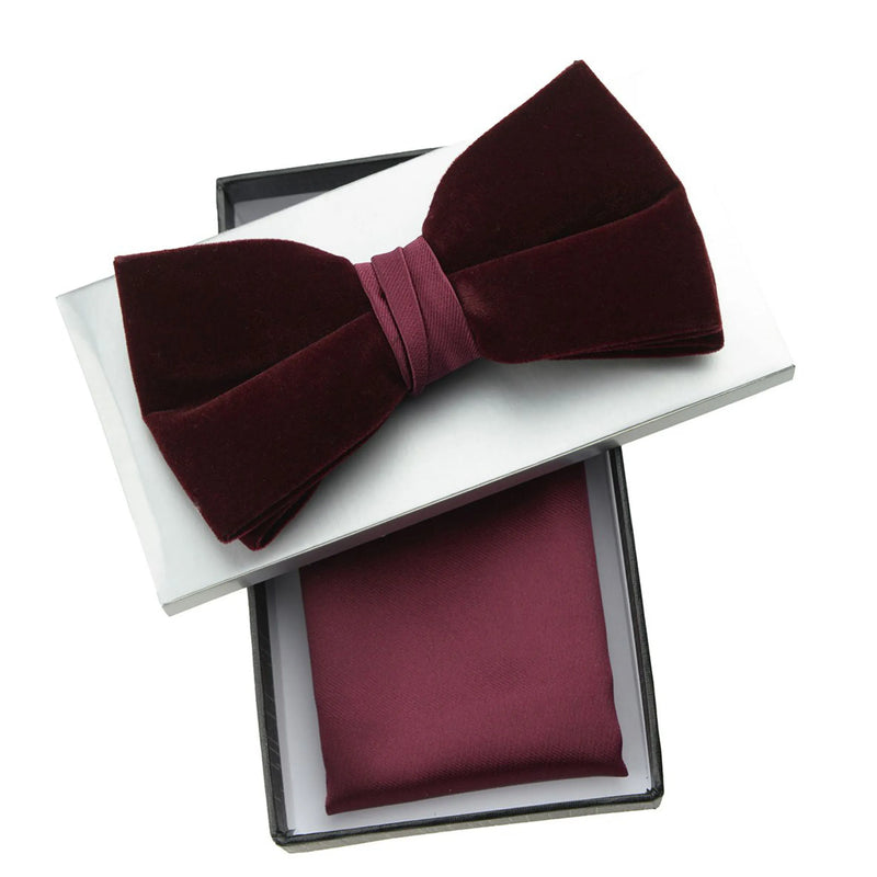 Wine Velvet Pre-Tie Bow Tie